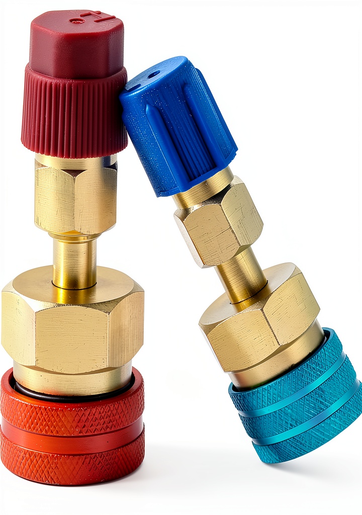 Installing SURIEEN R134A to R1234YF Adapter Kit Brass on a wooden workbench
