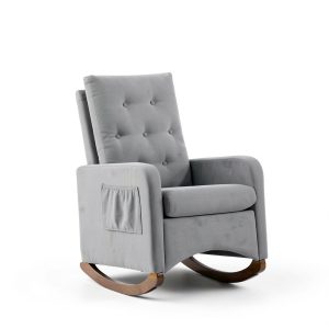 Garvee Rocking Chair Light Grey Wingback-0