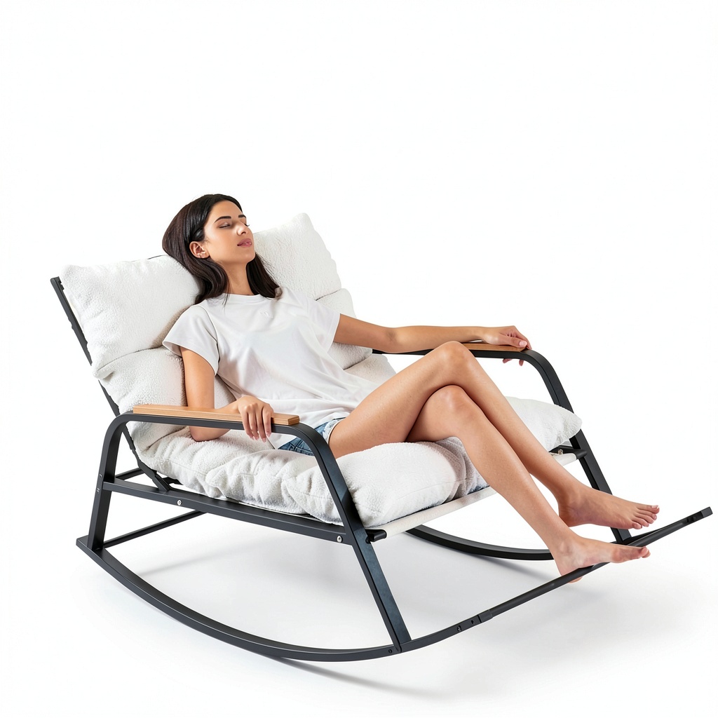 MAXYOYO Beige Large Recliner Chair in a garden setting