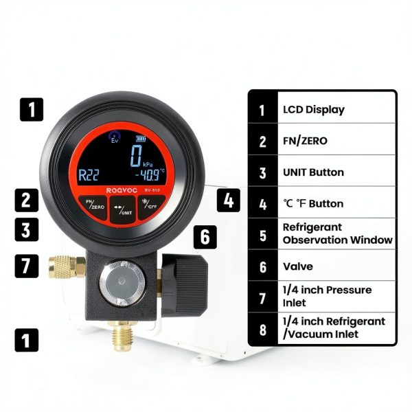 Digital HVAC Gauge by Rogvoc for HVAC Technicians-2