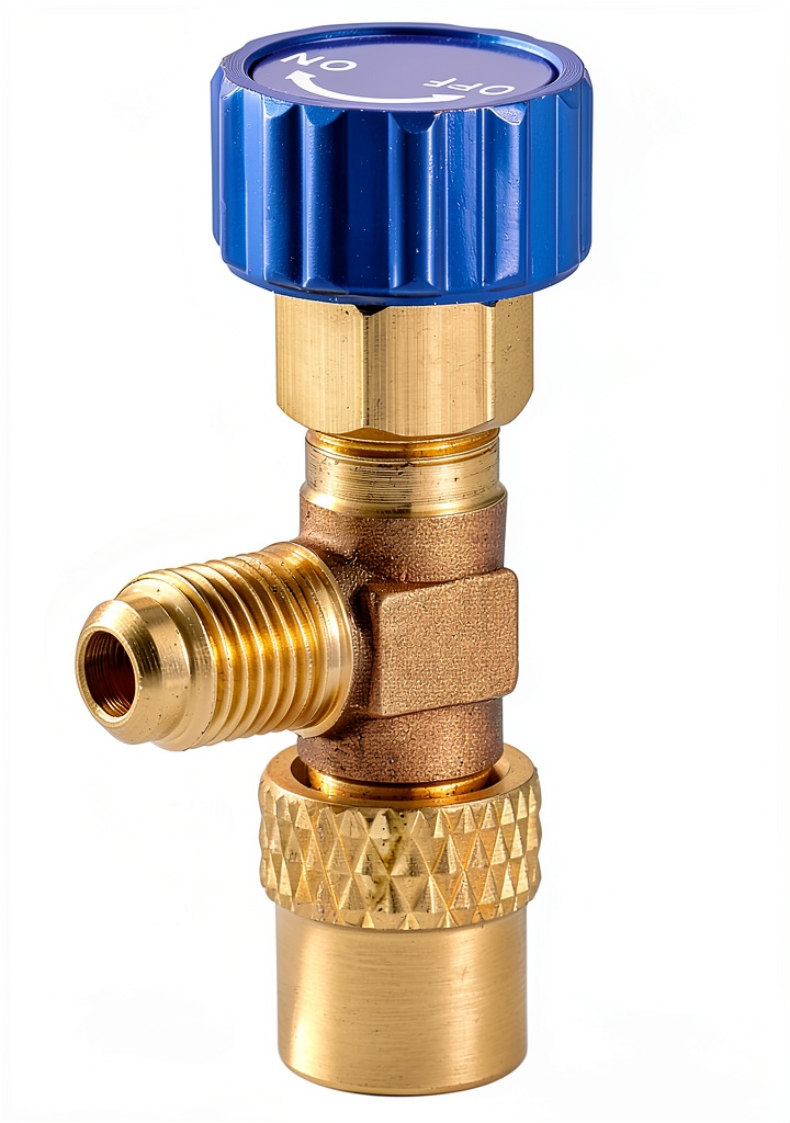 Installing Tigbear Refrigerant Charging Valve for R12 R22 on a wooden workbench