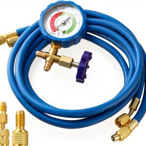 Tigbear AC Refrigerant Charging Hose Kit Blue Brass-0
